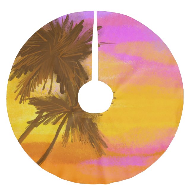 Coconut tree, tropical summer theme. brushed polyester tree skirt (Front)
