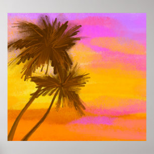 Coconut tree, tropical summer theme. poster