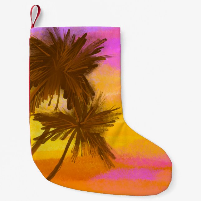 Coconut tree, tropical summer theme. small christmas stocking (Front)