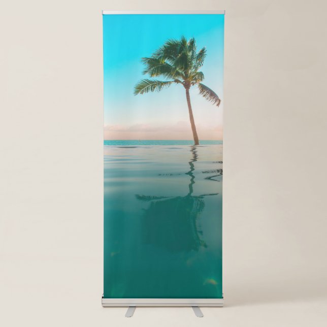 Coconut Tree whit beach Vertical Retractable Banner (Front)