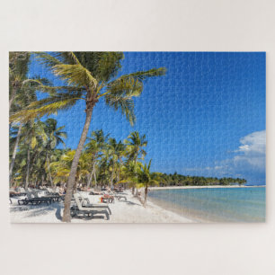 coconut trees and white sandy beach jigsaw puzzle