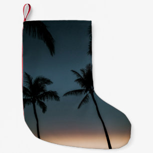 Coconut trees silhouette small christmas stocking