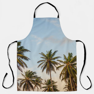 Coconut trees under cloudy sky in the morning apron