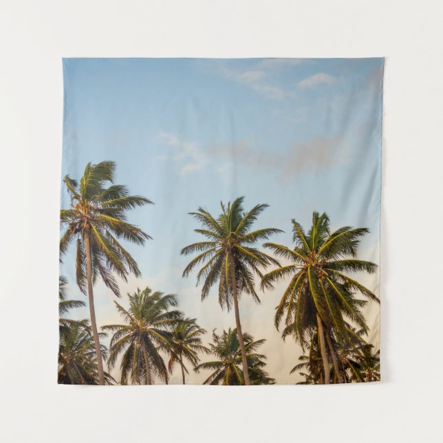 Coconut trees under cloudy sky in the morning tapestry (Front)
