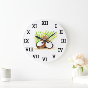 Coconut Tropical Fruit Summer Watercolor Food Large Clock