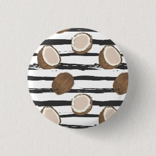 Coconuts on Grunge Stripes Pattern 3 Cm Round Badge