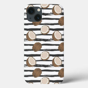 Coconuts on Grunge Stripes Pattern iPhone 13 Case