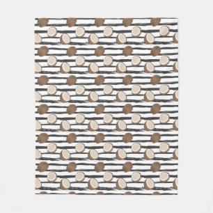 Coconuts on Grunge Stripes Pattern Fleece Blanket
