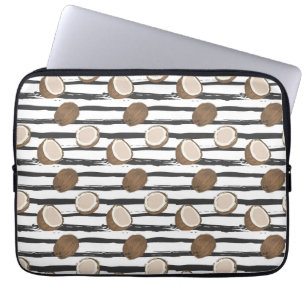 Coconuts on Grunge Stripes Pattern Laptop Sleeve