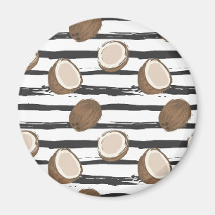 Coconuts on Grunge Stripes Pattern Magnet