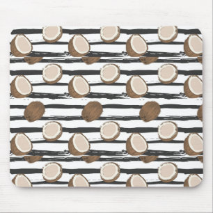 Coconuts on Grunge Stripes Pattern Mouse Mat