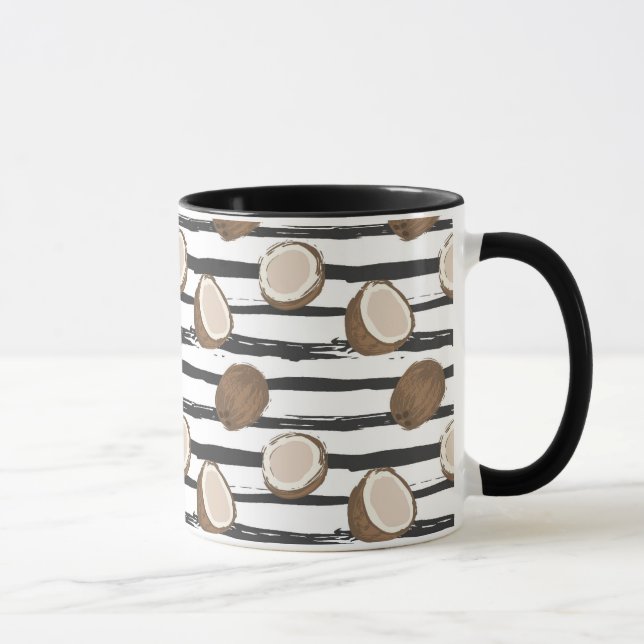 Coconuts on Grunge Stripes Pattern Mug (Right)