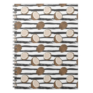 Coconuts on Grunge Stripes Pattern Notebook
