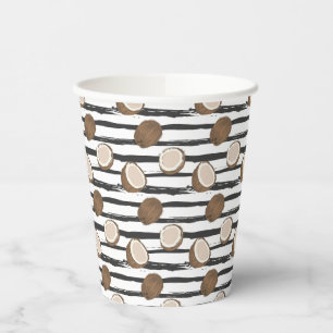 Coconuts on Grunge Stripes Pattern Paper Cups