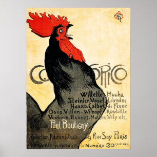 COCORICO 1899 Cockerel Rooster Chicken by Steinlen Poster