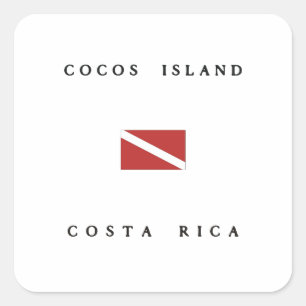 Cocos Island Costa Rica Scuba Dive Flag Square Sticker