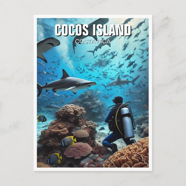 Cocos Island Scuba Diver Postcard (Front)