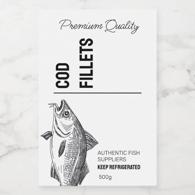 Cod Fish Fillets Product Label (Single Label)