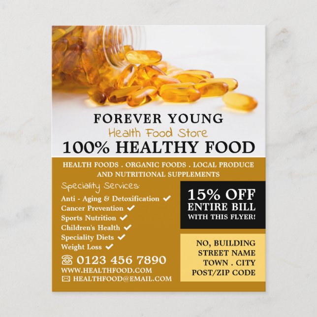 Cod Liver Oil, Health Food Store Advertising Flyer (Front)