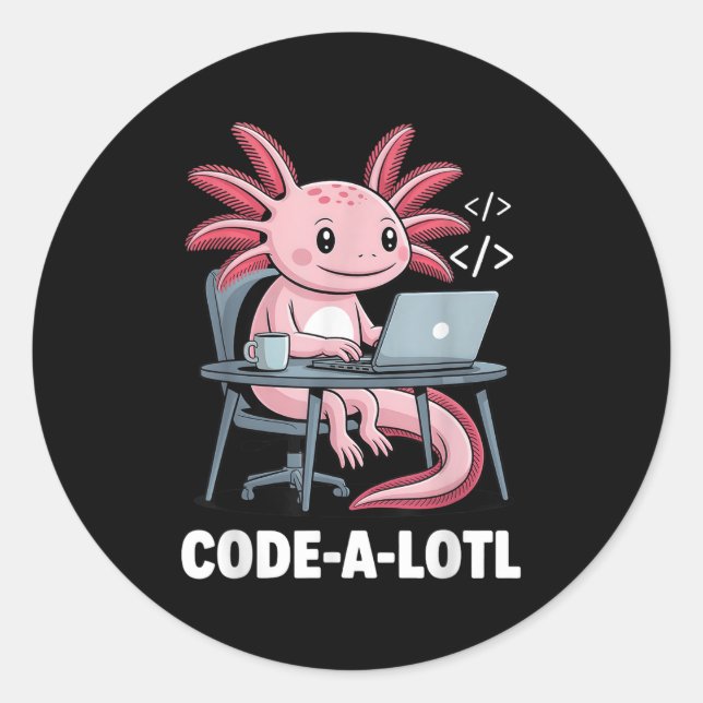 Code-alotl Funny Axolotl Tee For Programmers  Classic Round Sticker (Front)