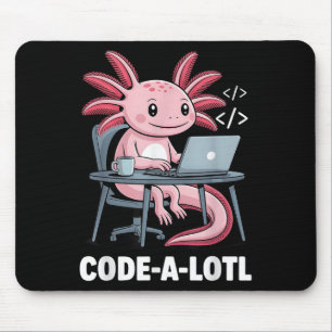 Code-alotl Funny Axolotl Tee For Programmers  Mouse Mat