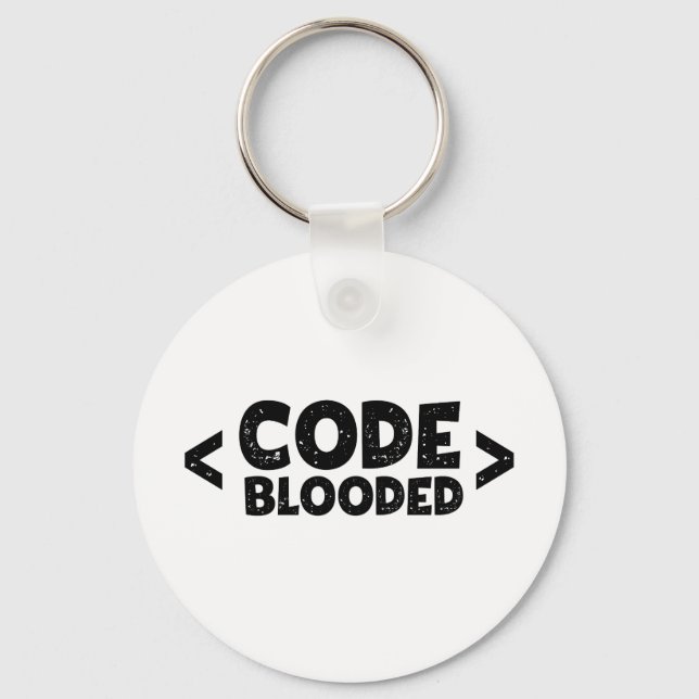 Code Blooded Hacker Programmer Humour Key Ring (Front)