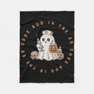 Code Boo In The Er Nurse Halloween Cute Ghost Spoo Fleece Blanket