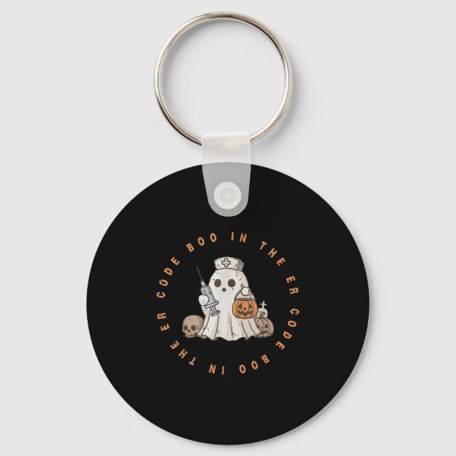 Code Boo In The Er Nurse Halloween Cute Ghost Spoo Key Ring (Front)