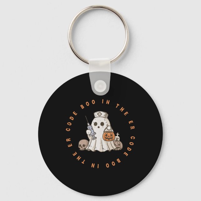 Code Boo In The Er Nurse Halloween Cute Ghost Spoo Key Ring (Front)