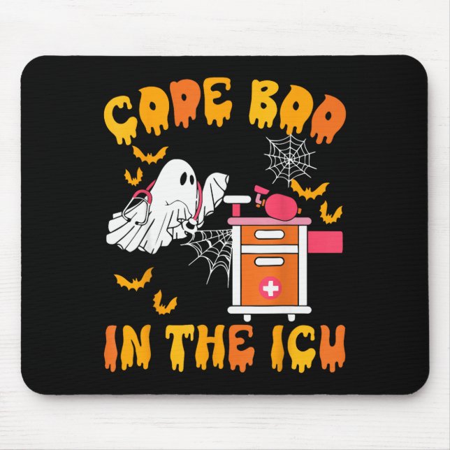 Code Boo In The Icu Ghost Nurse Halloween Soky Sea Mouse Mat (Front)