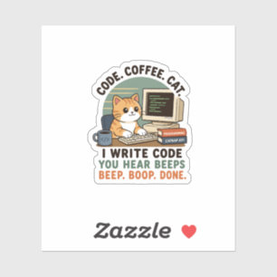 Code Coffee Cat Programmer Humour Illustration