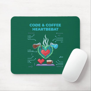 Code & Coffee Heartbeat   Funny Geek Programmer   Mouse Mat