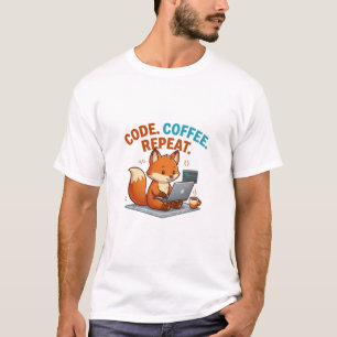 Code Coffee Repeat T-Shirt Cute Fox Programmer