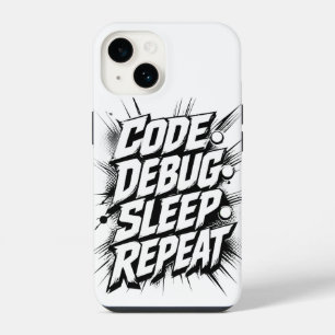 Code Debug Sleep Repeat iPhone 14 Case