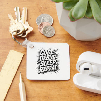 Code Debug Sleep Repeat Key Ring