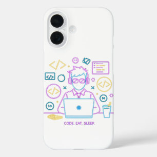 Code. Eat. Sleep. iPhone 16 Case