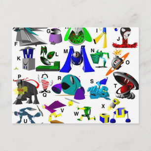 Code Key - Robots Postcard