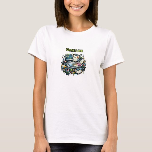 Code Life Programmer Developer Geek Lifestyle T-Shirt (Front)