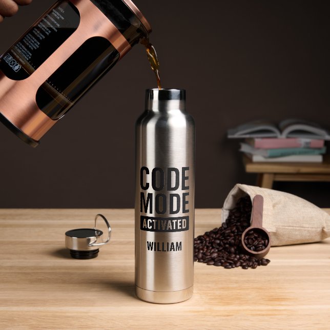 Code Mode Activated Code Developer  Water Bottle (Coffee)