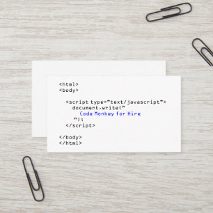 Code Monkey Javascript Business Card