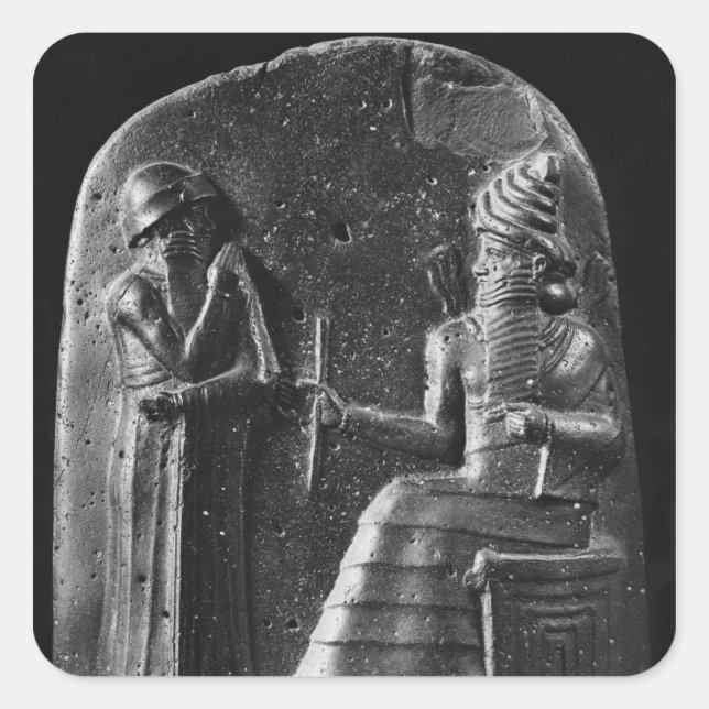 Code of Hammurabi, top of the stele Square Sticker (Front)
