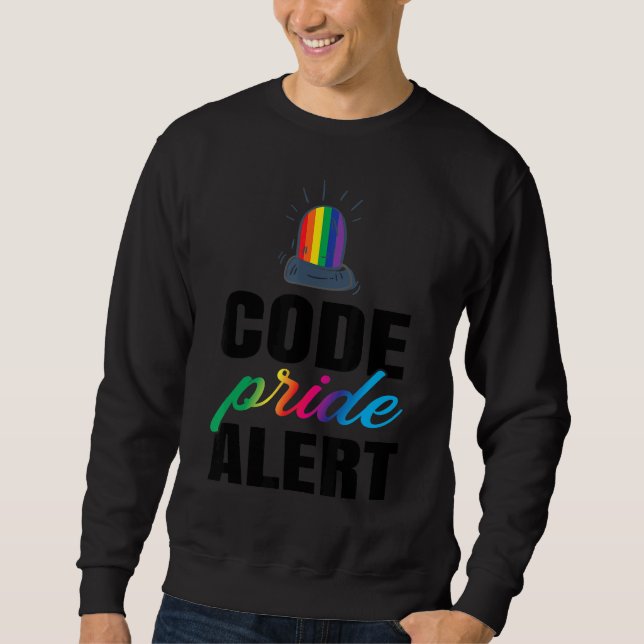 Code Pride Alert Bisexual Lesbian Love Asexual Tra Sweatshirt (Front)