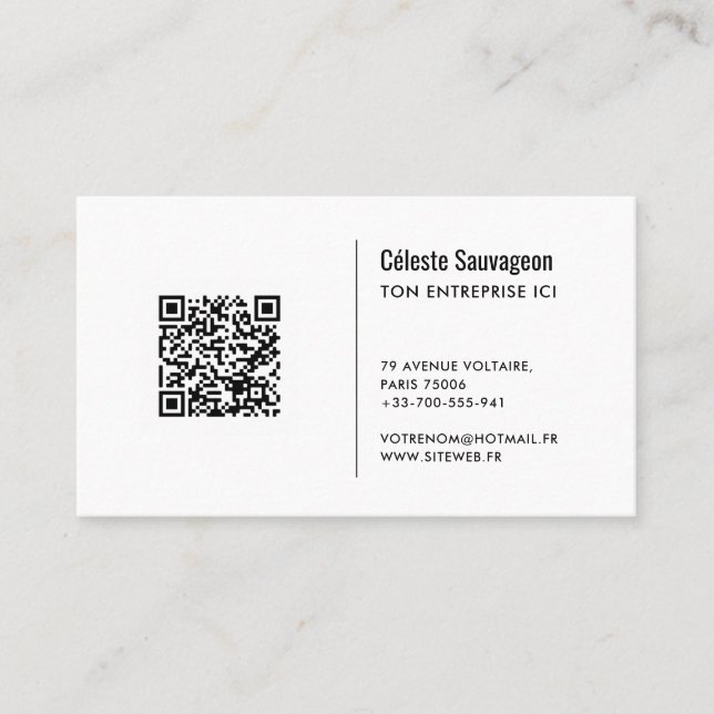 Code QR - Modèle de carte de visite  Business Card (Front)