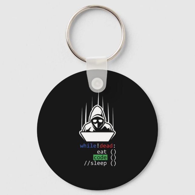 Code While Dead Coder Programmer Coding PC Gift Key Ring (Front)