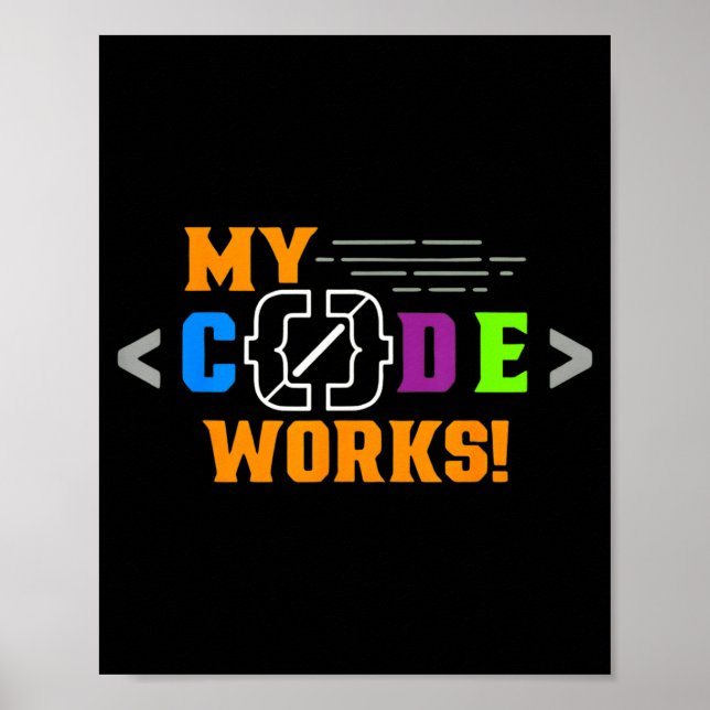 Code works funny programmer coding software poster (Front)