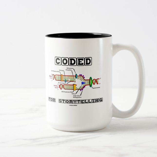 Coded For Storytelling (DNA Replication) Two-Tone Coffee Mug (Right)