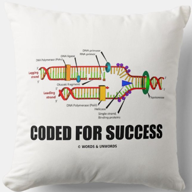 Coded For Success (DNA Replication) Cushion (Throw pillow featuring DNA replication for anyone who is "Coded For Success")