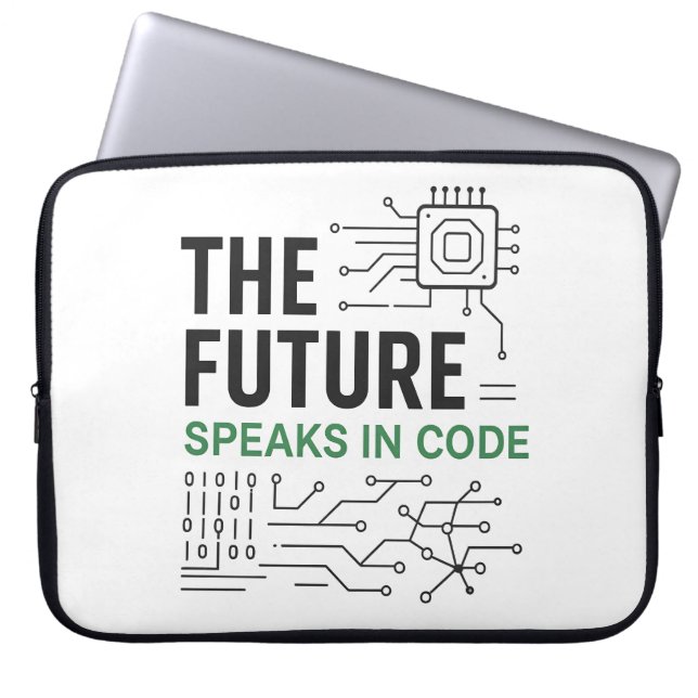 Coded Future Tech: Abstract Algorithmic Footprint  Laptop Sleeve (Front)