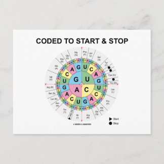 Coded To Start And Stop (Codon Wheel) Postcard