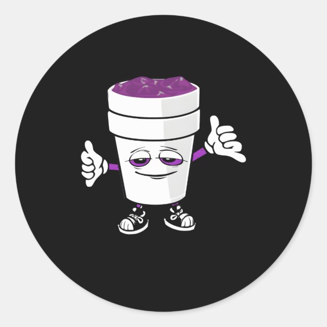 Codeine Purple Drank Sizzurp Double Cup Lean Classic Round Sticker (Front)